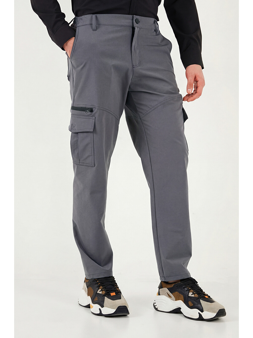 Gri Regular Fit Normal Bel Cep Detaylı Trekking Ve Kurye Pantolon 693150-3