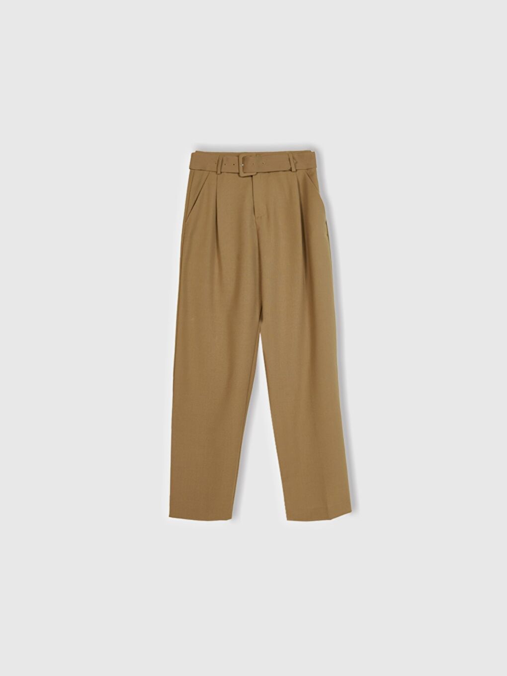 Kadın Kahverengi Poliviskoz Rahat Kalıp Kemerli Pantolon