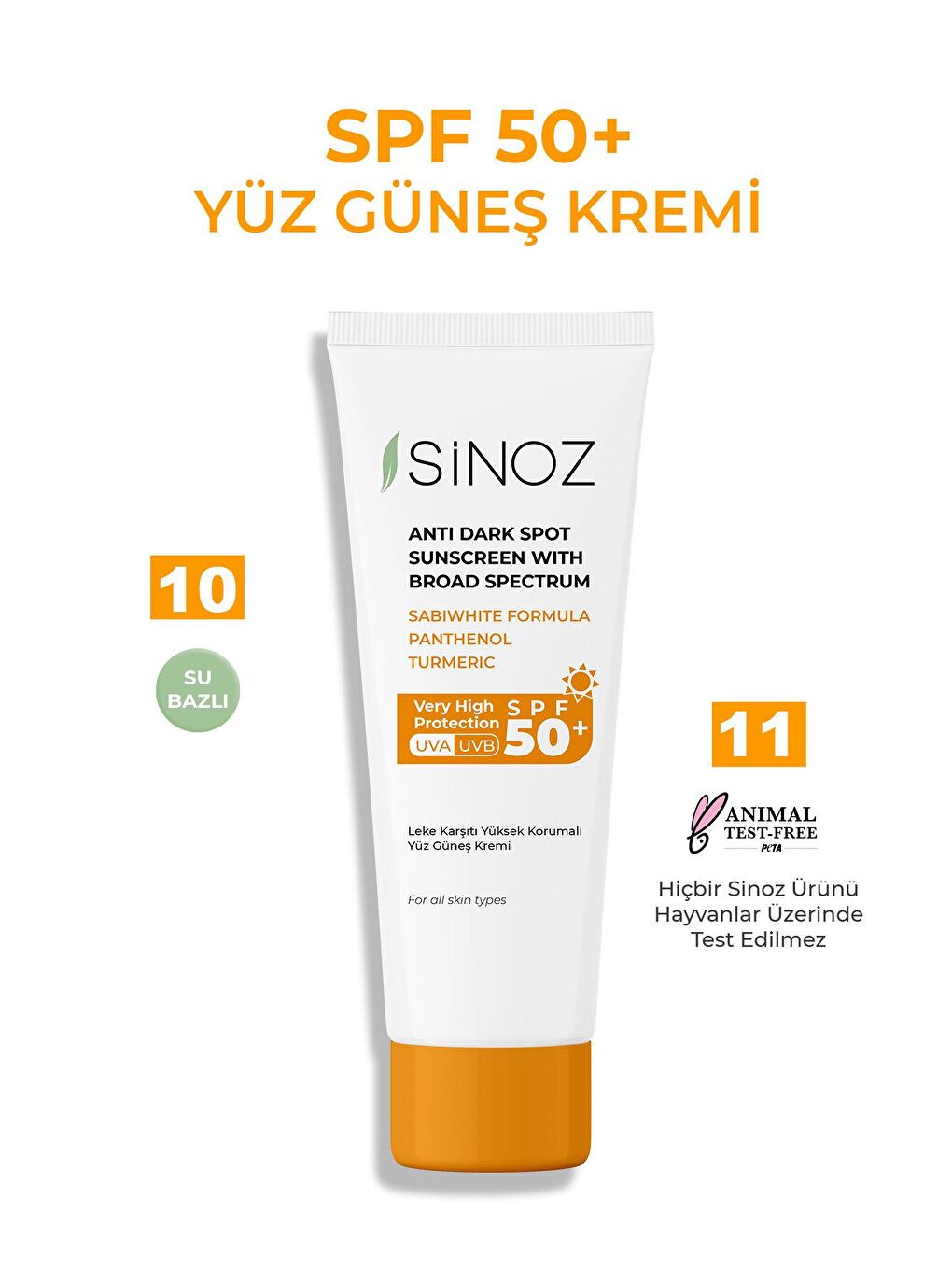 Sinoz SPF 50+ Yüksek Koruyucu Yüz Güneş Kremi 50 ml Normal ve Kuru Ciltler İçin - 3