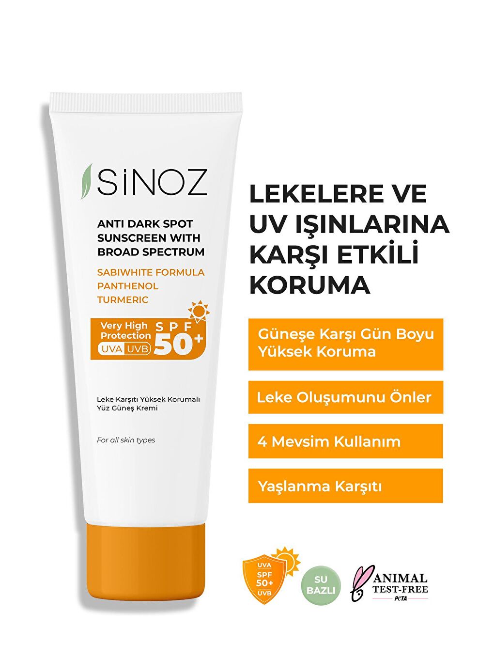 Sinoz SPF 50+ Yüksek Koruyucu Yüz Güneş Kremi 50 ml Normal ve Kuru Ciltler İçin