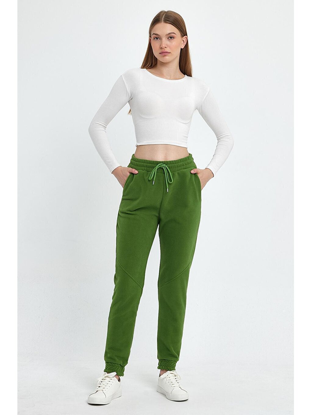 Yeşil Kadın Rahat Kalıp Softech Polar Sweat Eşofman Altı SPR24EA97-3