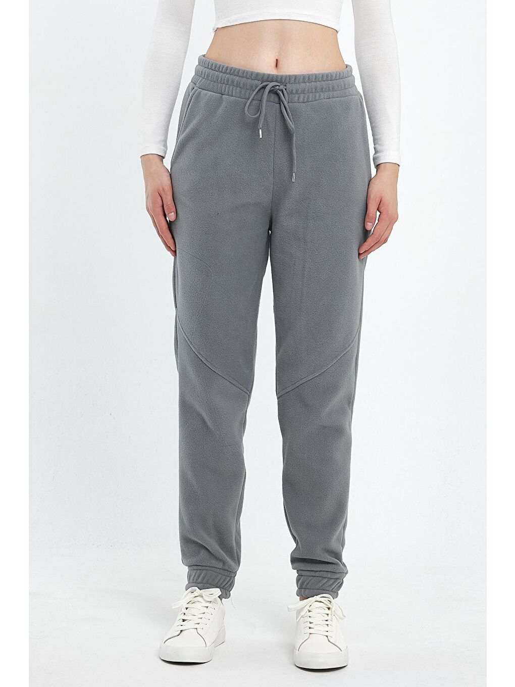 Gri Kadın Rahat Kalıp Softech Polar Sweat Eşofman Altı SPR24EA97-1