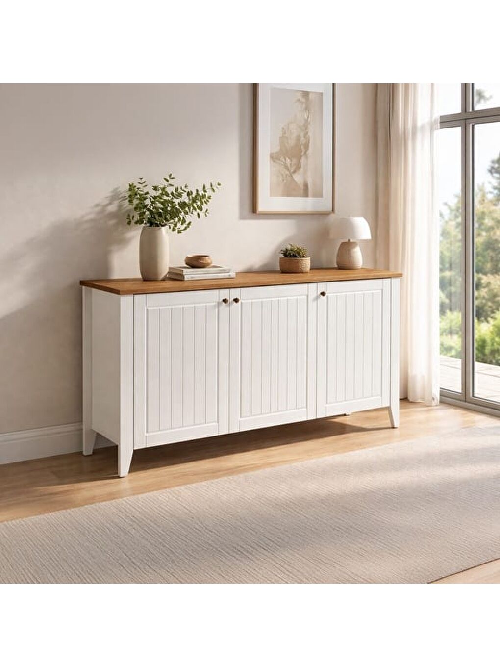 Kahverengi Mona Konsol - Beyaz / Sepet