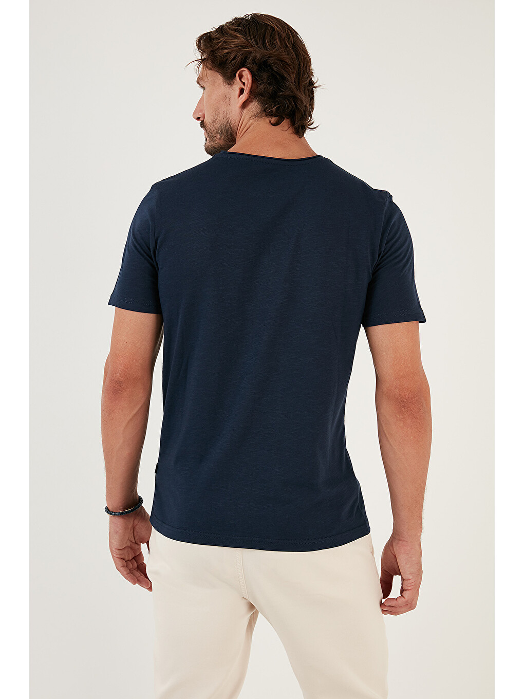 İndigo Bisiklet Yaka %100 Pamuk Slim Fit Basic Tişört 59020001-4