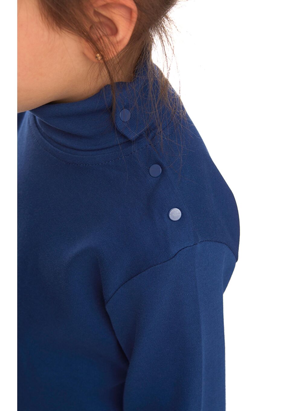 İndigo Kız Çocuk Tam Balıkçı Uzun Kol Çıtçıtlı Tişört-2