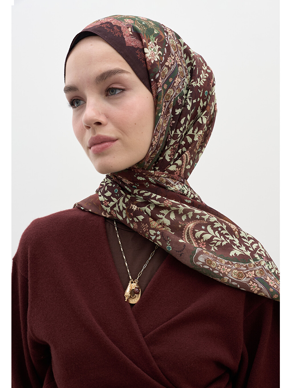 Cerıse Desen Şal Bordo-3