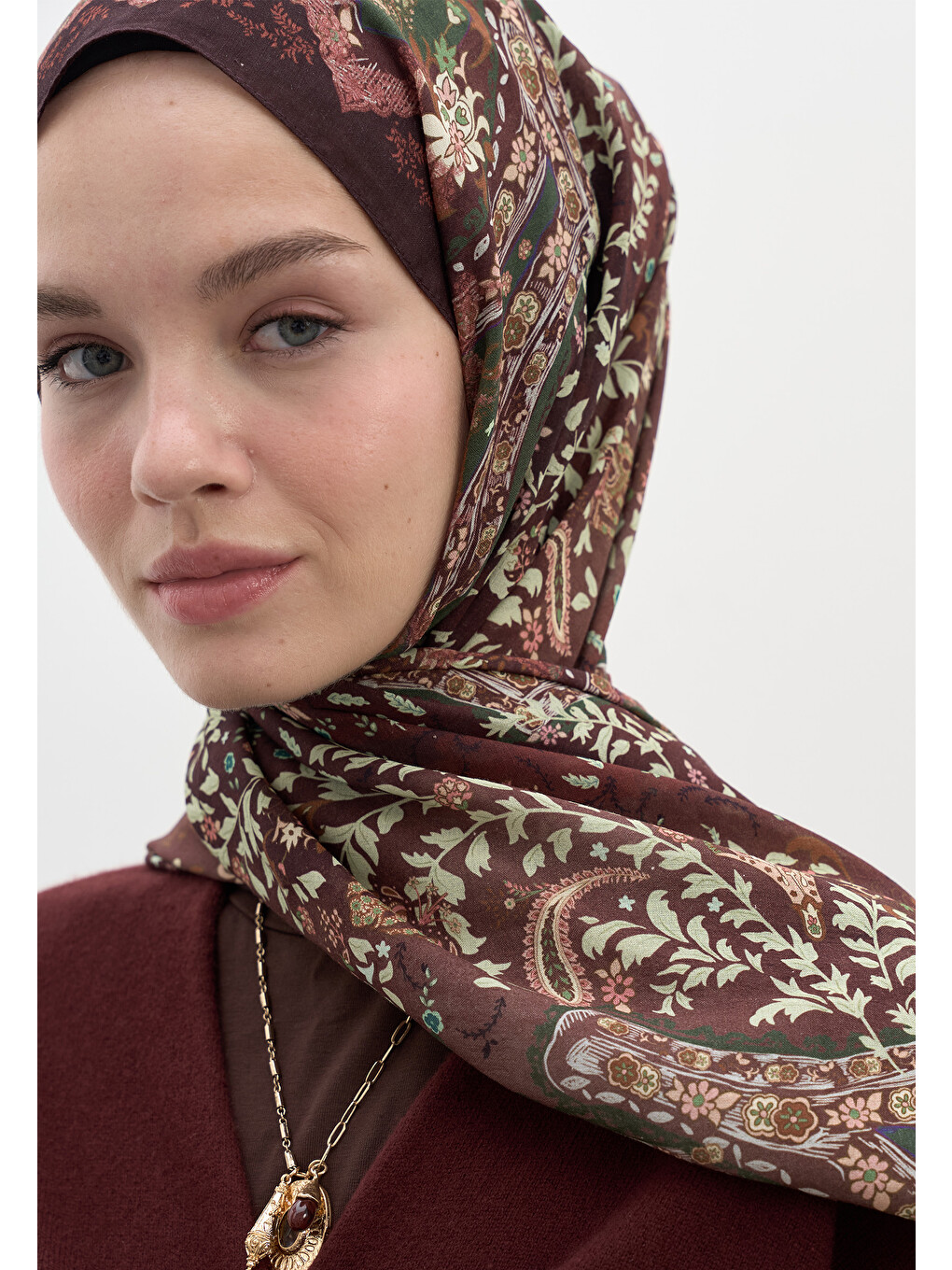 Cerıse Desen Şal Bordo-5