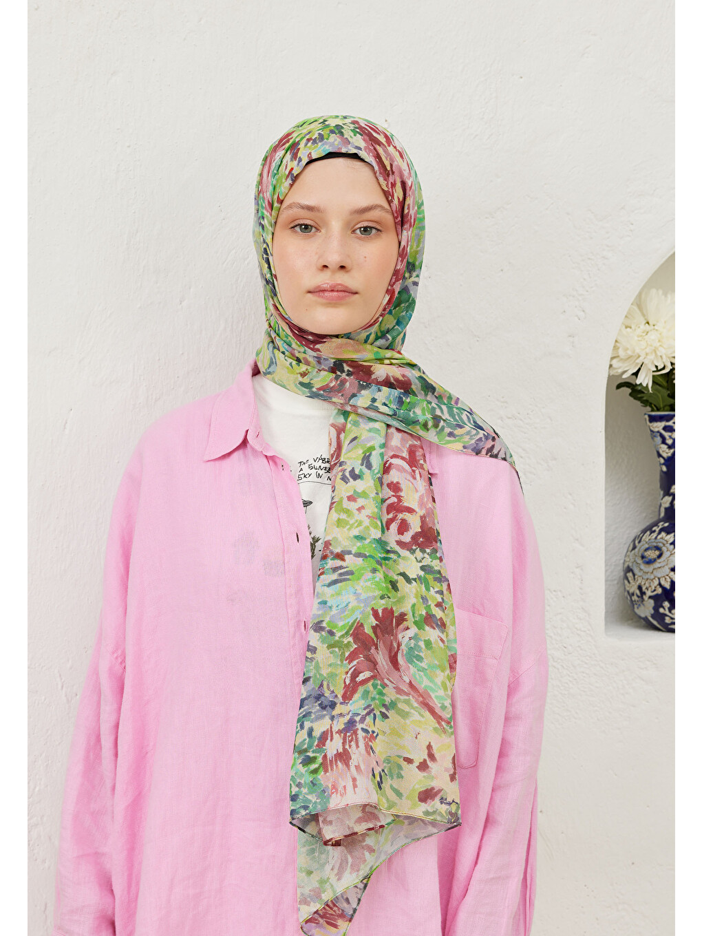 Melinda Desen Rami Şal Yeşil-3