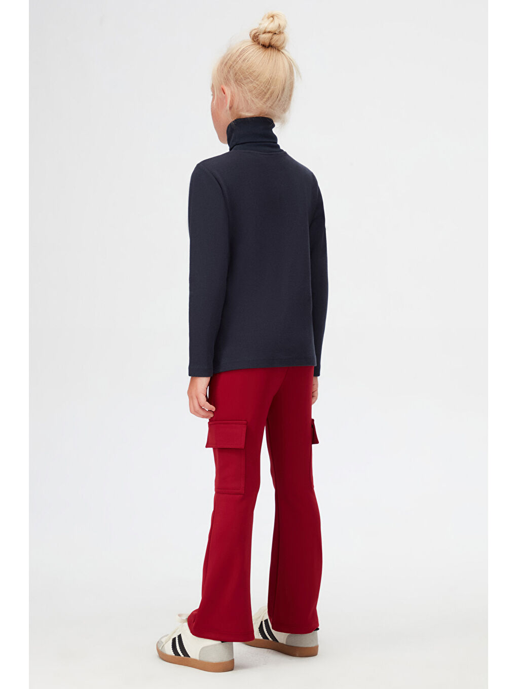 Koyu Lacivert Kız Çocuk Tam Balıkçı Uzun Kol Tişört-3