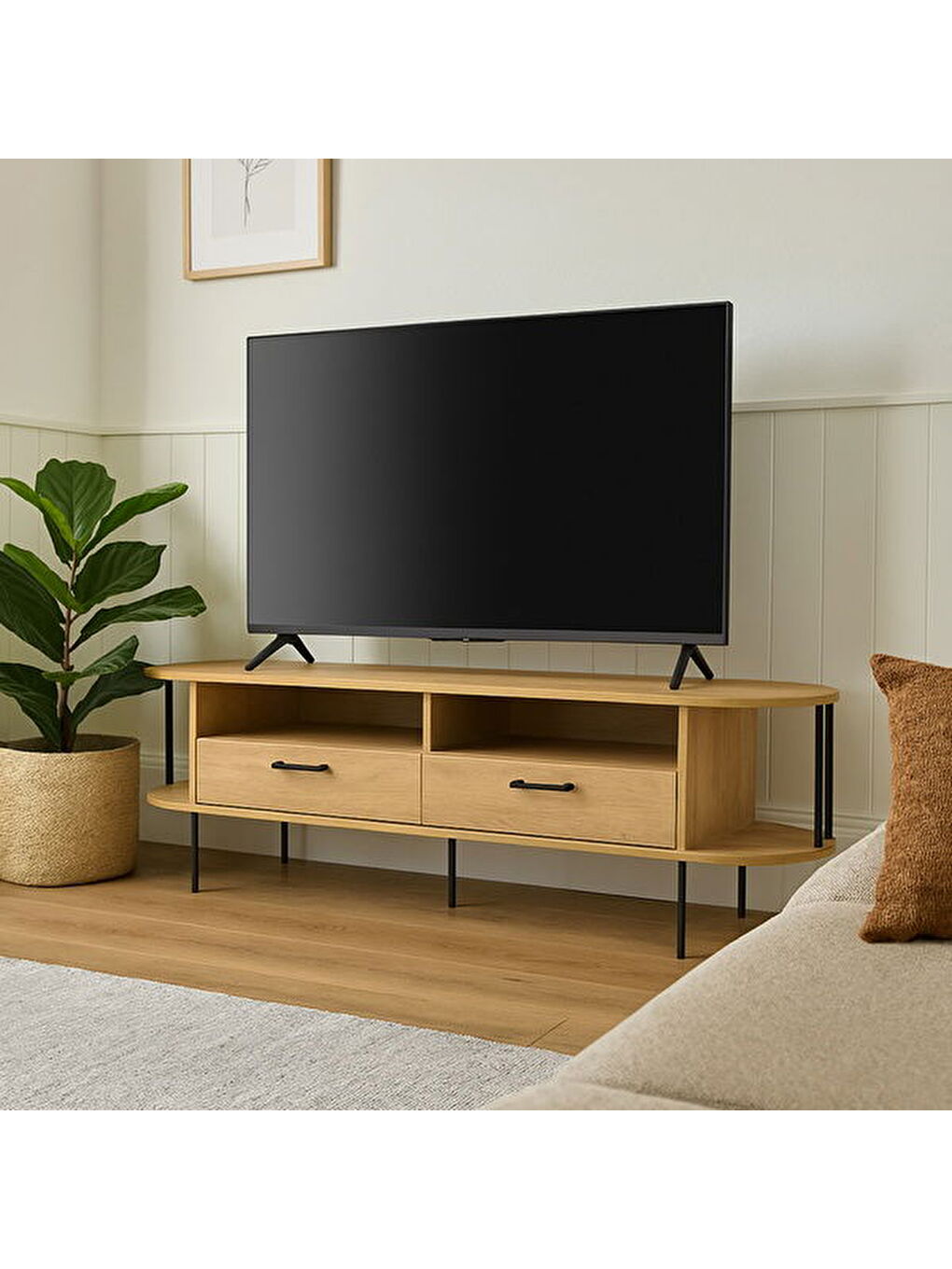 Just Home Kahverengi Federico 2 Çekmeceli Raflı Tv Ünitesi - Safir Meşe - 160 cm