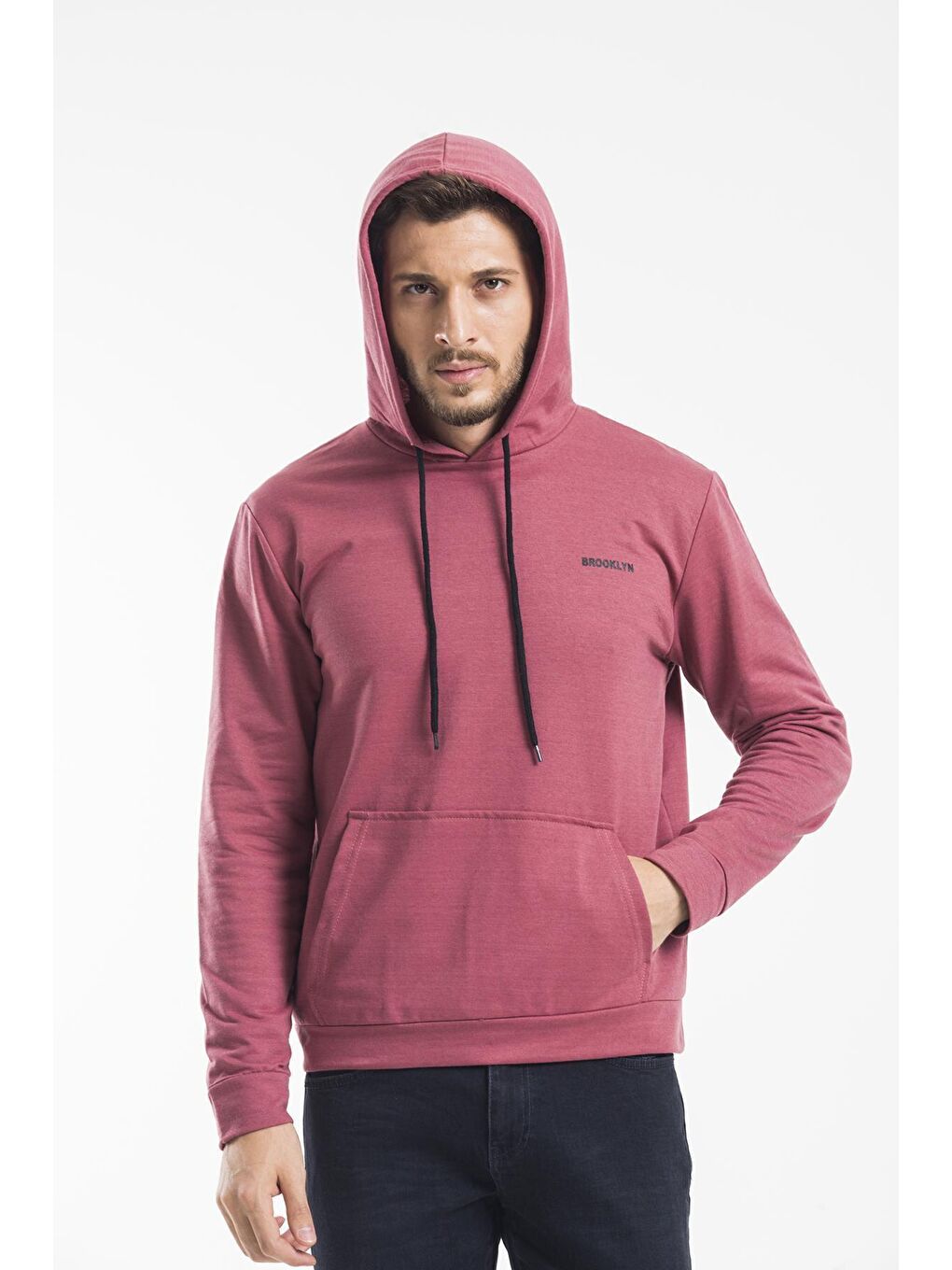 Süperlife Pembe Kapüşonlu Uzun Kollu Baskılı Dar Kalıp İnce Erkek Sweatshirt SPR 2019K61 - 3