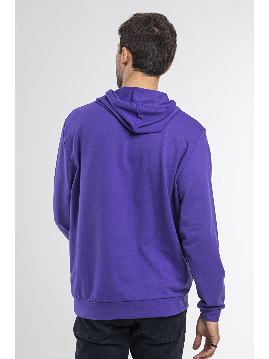 Süperlife Mor Kapüşonlu Uzun Kollu Baskılı Dar Kalıp İnce Erkek Sweatshirt SPR 2019K61 - 4