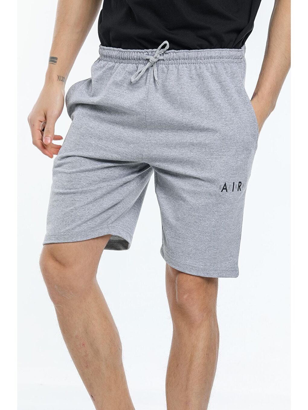 Gri Dar Kalıp Air Baskılı Erkek Şort SPR21Y52-1