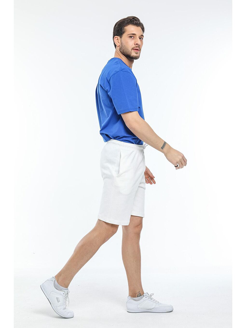 Ekru Dar Kalıp Air Baskılı Erkek Şort SPR21Y52-2