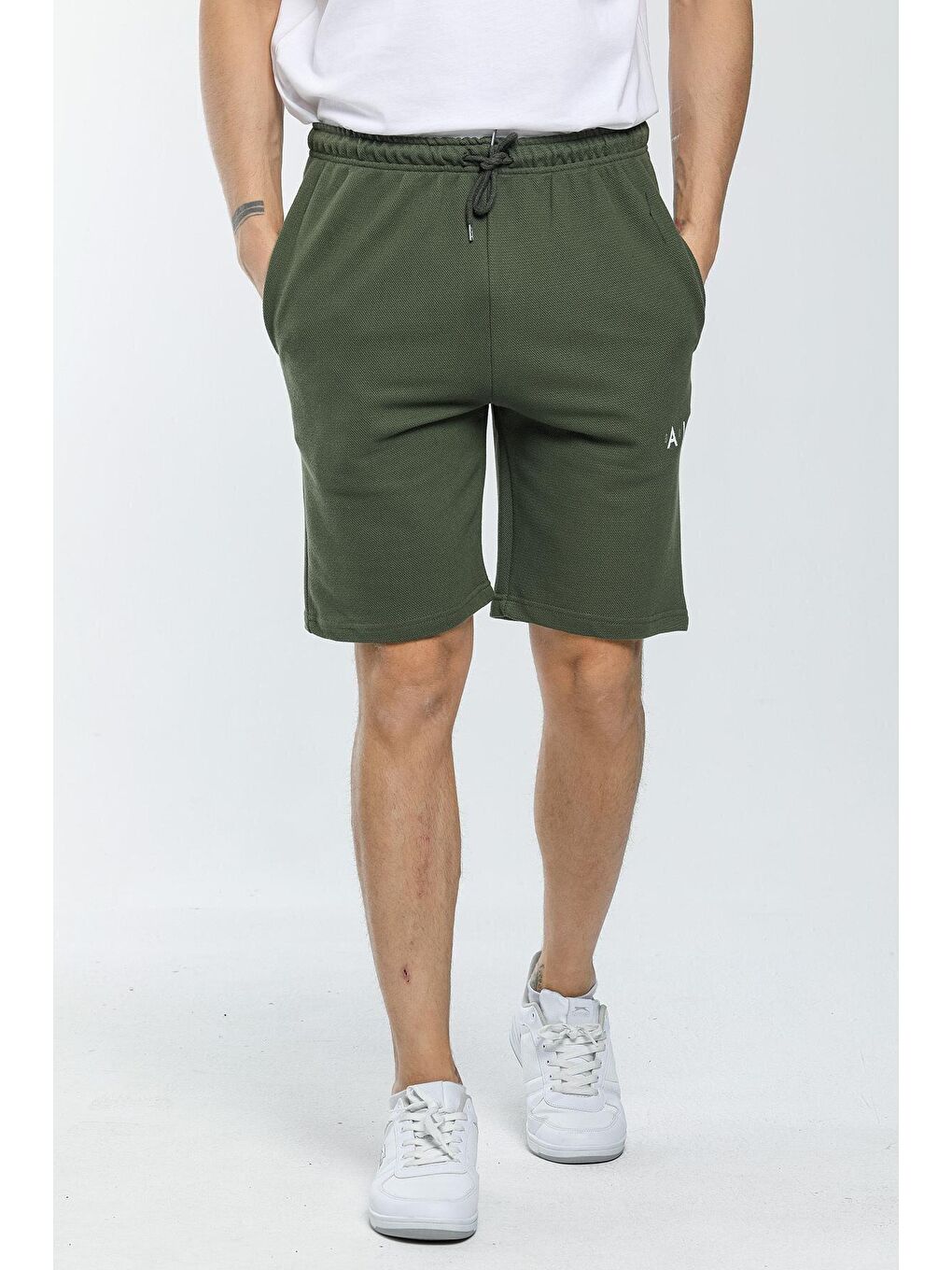 Haki Dar Kalıp Air Baskılı Erkek Şort SPR21Y52-2