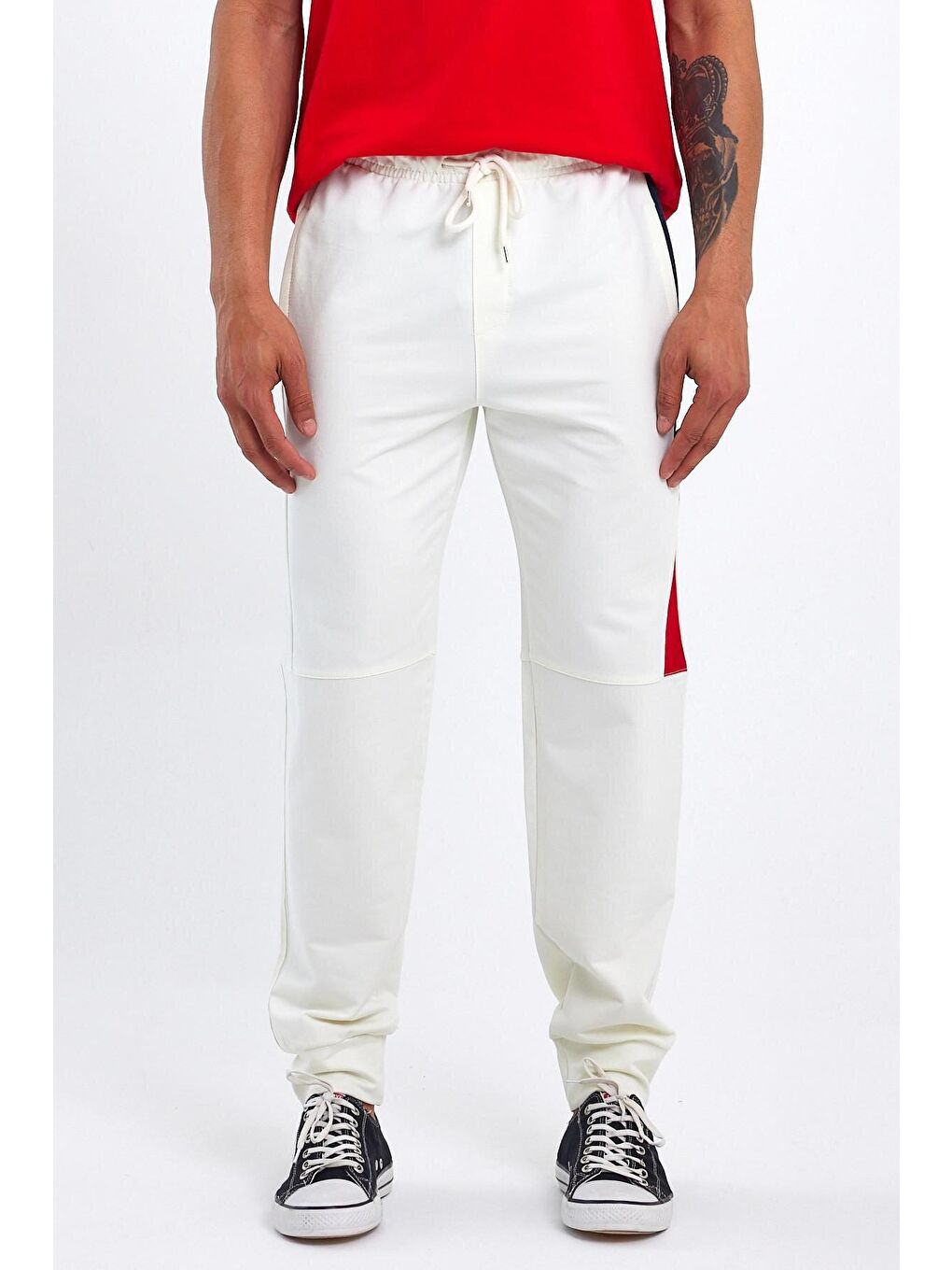 Ekru Garnili Regular Fit İnce Erkek Eşofman Altı SPR23EA351-2