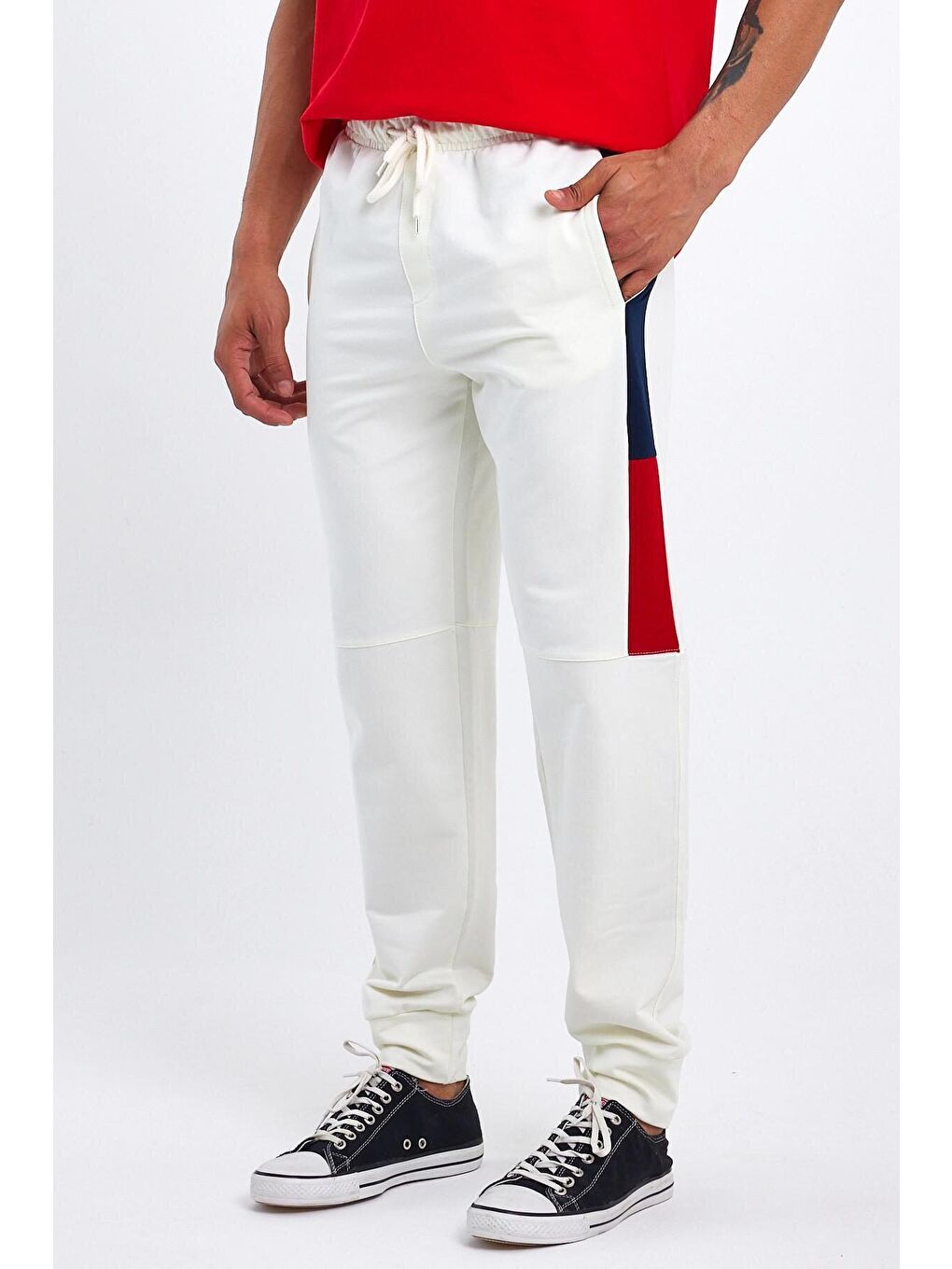 Ekru Garnili Regular Fit İnce Erkek Eşofman Altı SPR23EA351-4