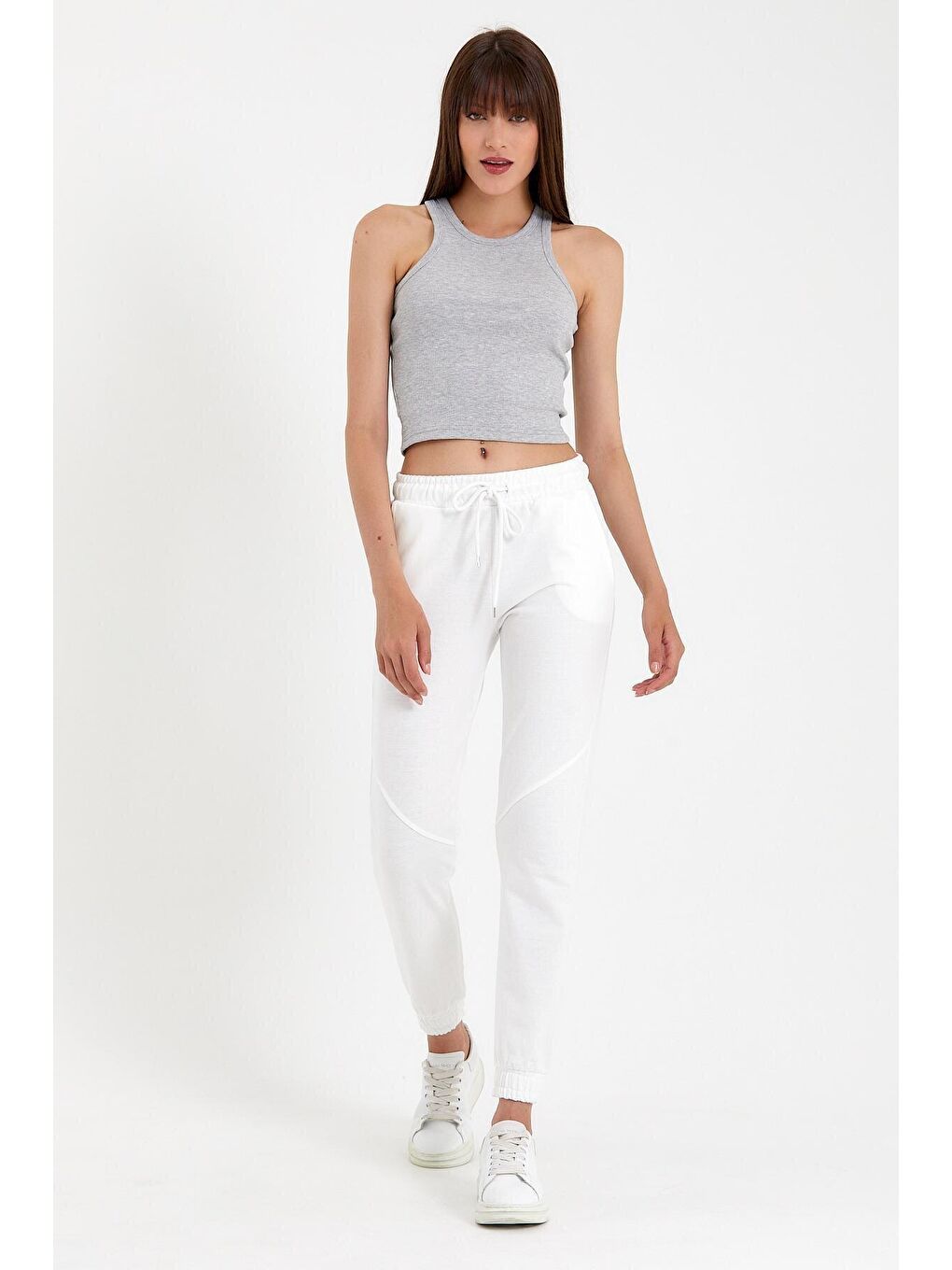 Ekru Kadın Regular Fit İnce Eşofman Altı SPR22BE158-4