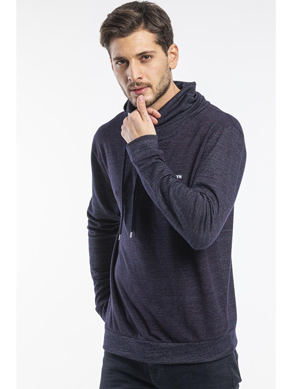 Lacivert Erkek Şal Yaka Regular Fit İnce Sweatshirt SPR 20K43