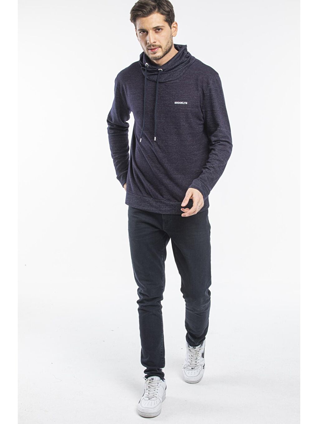 Lacivert Erkek Şal Yaka Regular Fit İnce Sweatshirt SPR 20K43-3