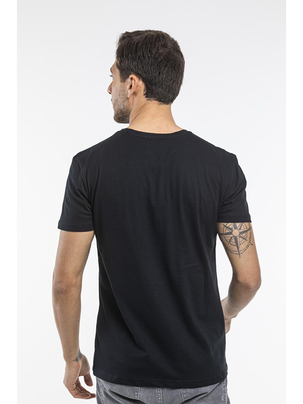 Siyah Bisiklet yaka Brooklyn City Baskılı Erkek Tişört SPR 253-3