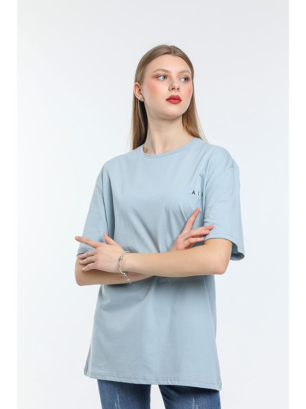 Mavi Kadın Bisiklet Yaka Regular Fit Air Baskılı Tişort SPR21YK23