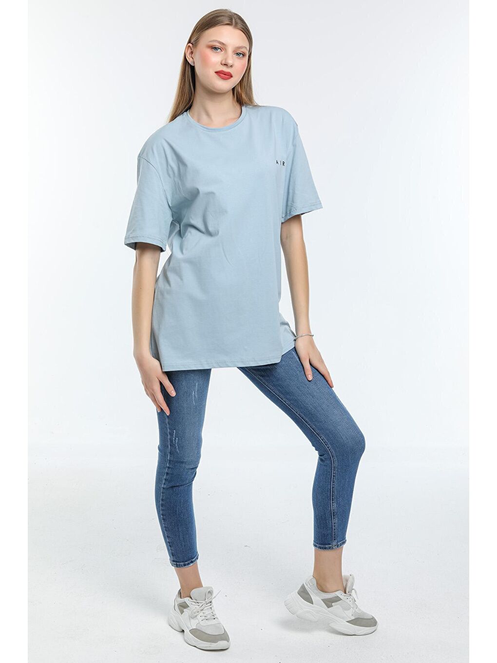 Mavi Kadın Bisiklet Yaka Regular Fit Air Baskılı Tişort SPR21YK23-1