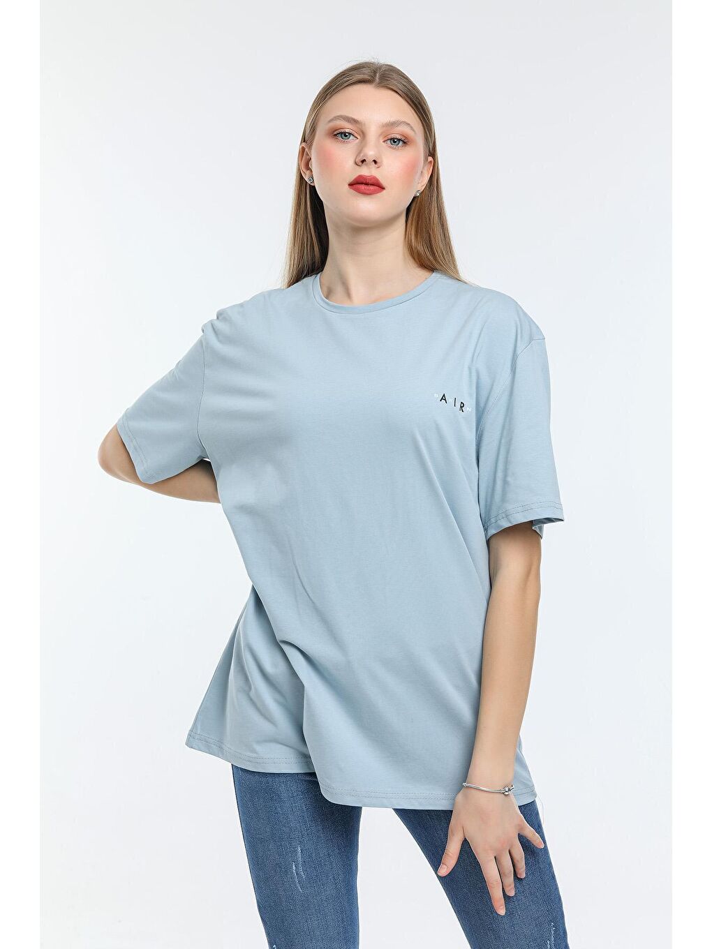 Mavi Kadın Bisiklet Yaka Regular Fit Air Baskılı Tişort SPR21YK23-2