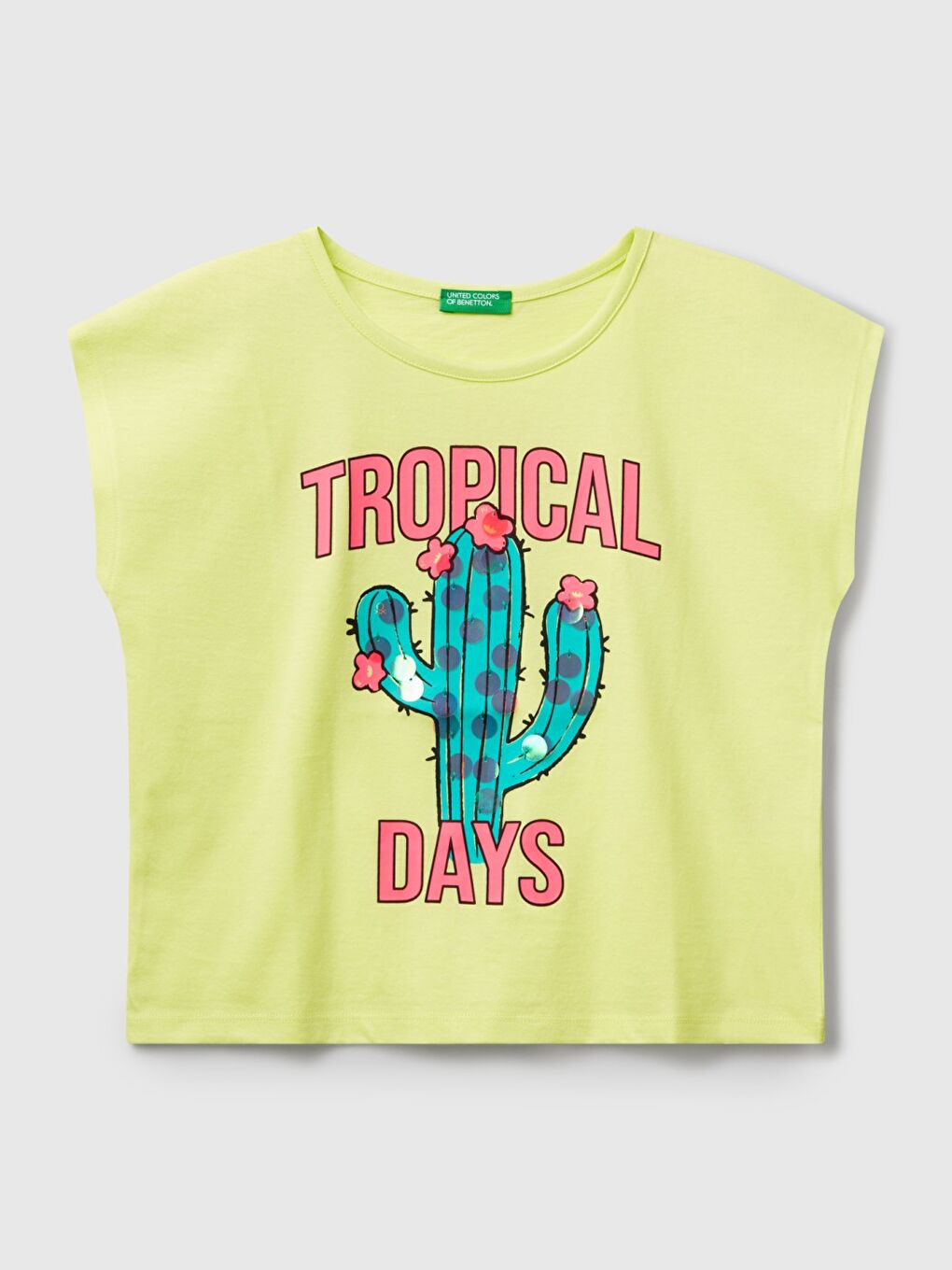 Kız Çocuk Sarı Baskılı Payet İşleme Detaylı T-Shirt