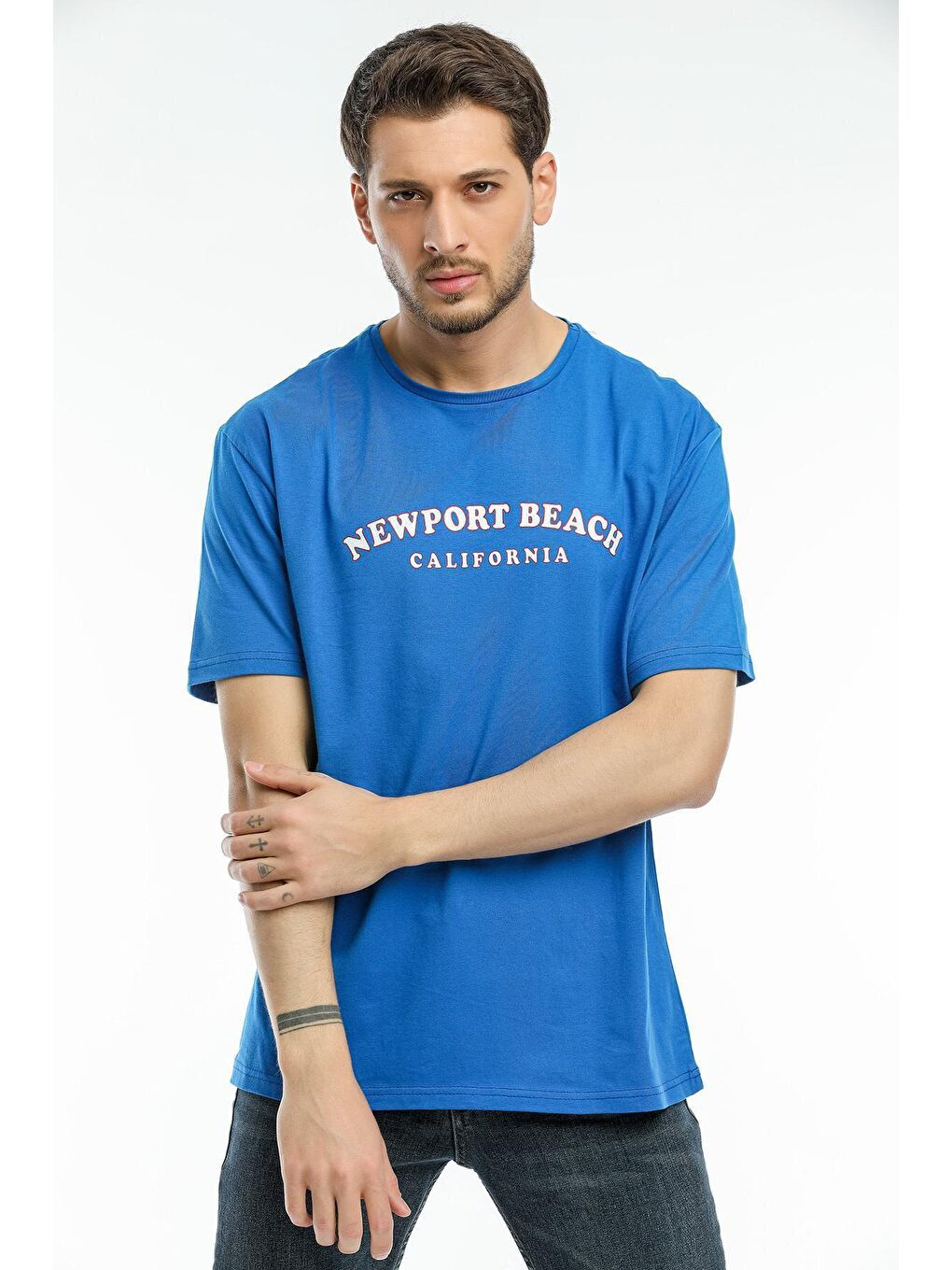 Mavi Erkek Bisiklet Yaka Baskılı Slim Fit Tişort SPR21Y26-2