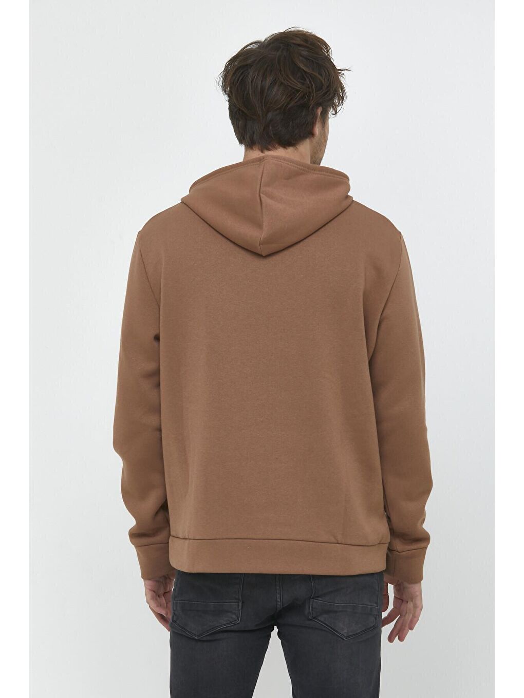 Süperlife Bej Kapüşonlu Uzun Kollu Baskılı Dar Kalıp İnce Erkek Sweatshirt SPR 2019K61 - 4