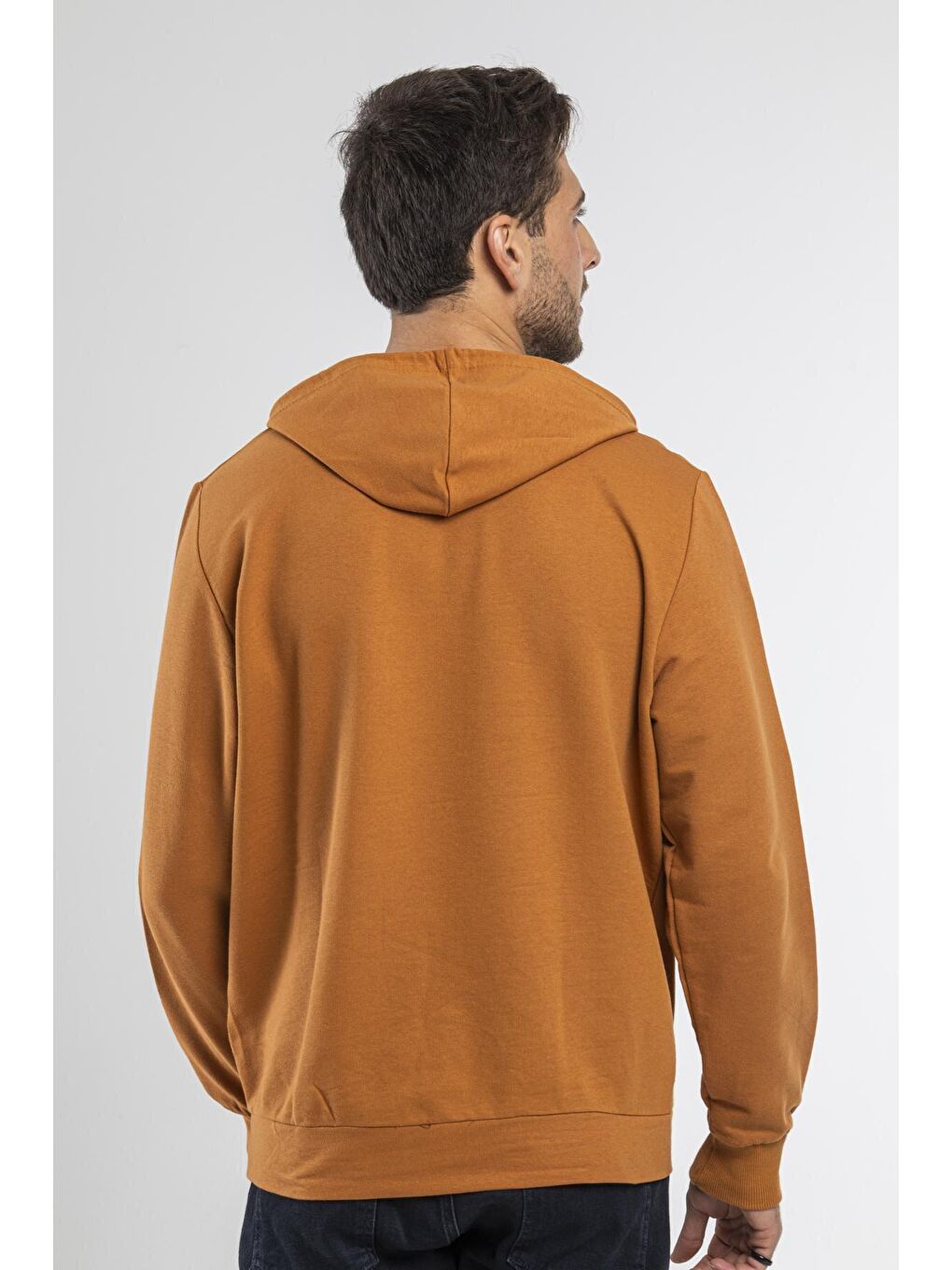 Süperlife Kahverengi Kapüşonlu Uzun Kollu Baskılı Dar Kalıp İnce Erkek Sweatshirt SPR 2019K61 - 1