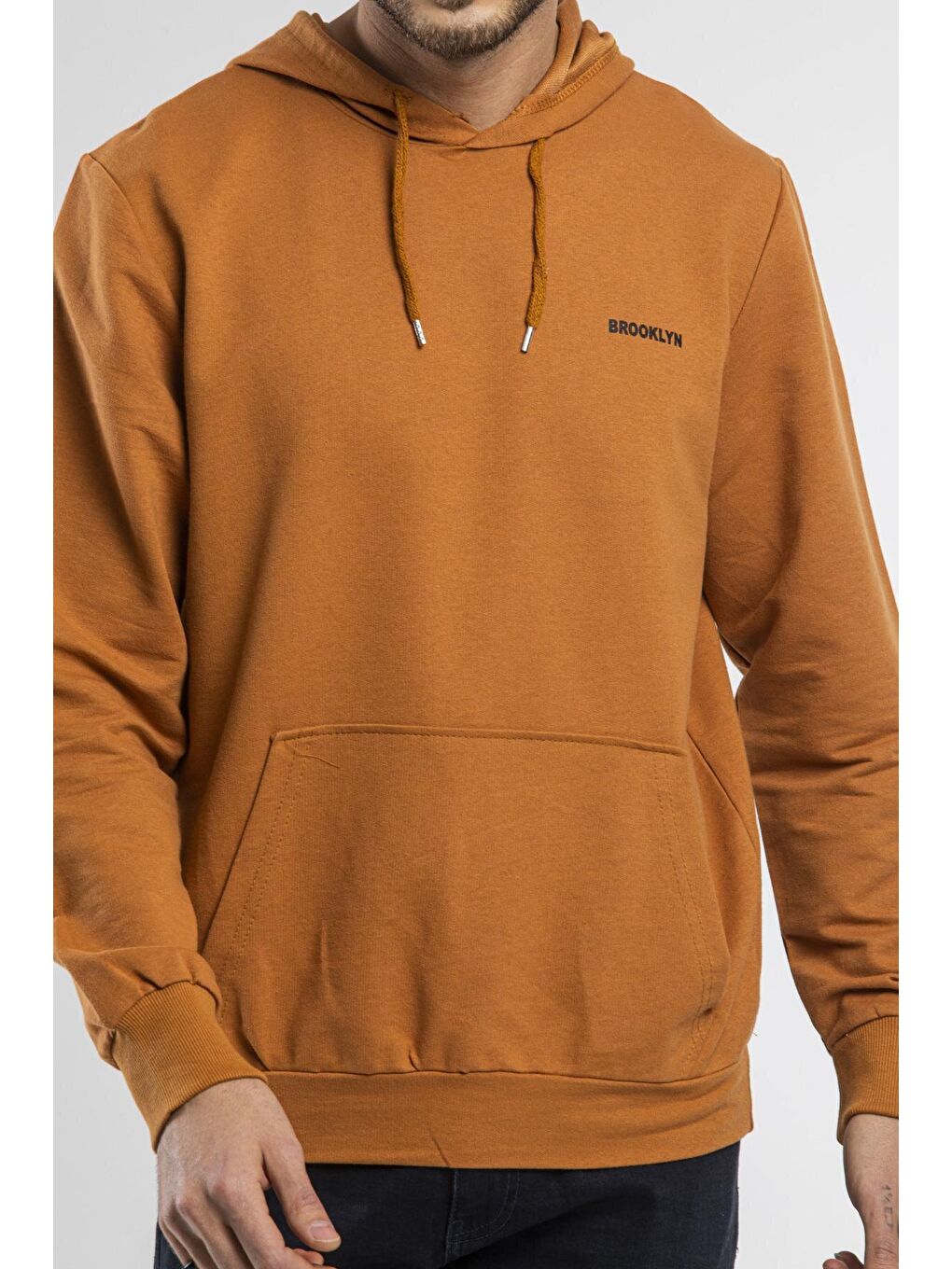 Süperlife Kahverengi Kapüşonlu Uzun Kollu Baskılı Dar Kalıp İnce Erkek Sweatshirt SPR 2019K61 - 3