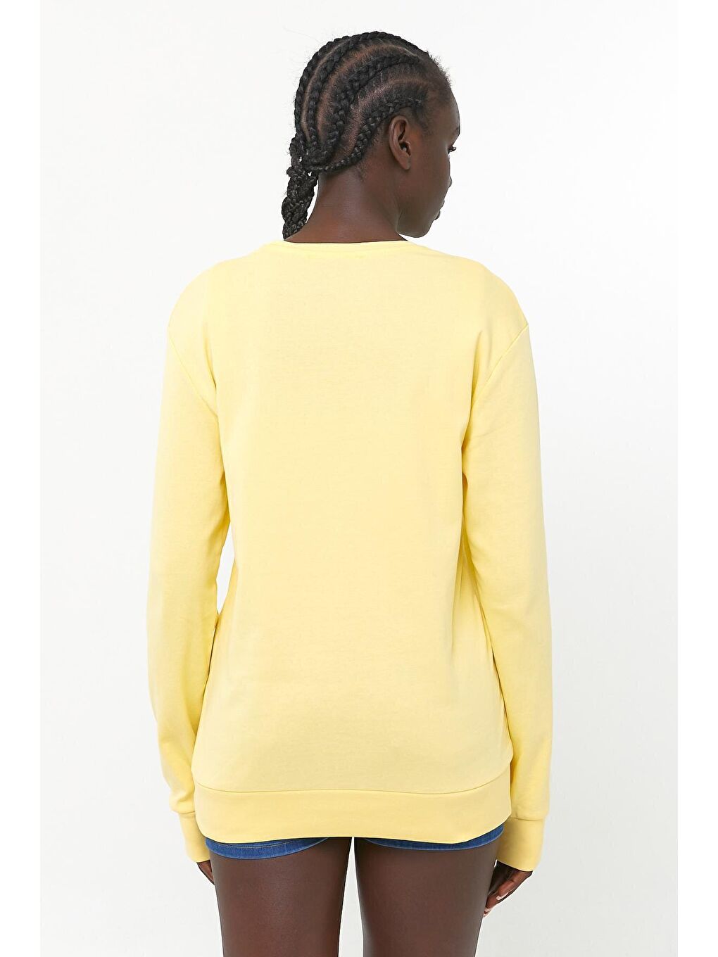 Sarı Kadın Bisiklet Yaka Regular Fit Sweatshirt spr21k17-4
