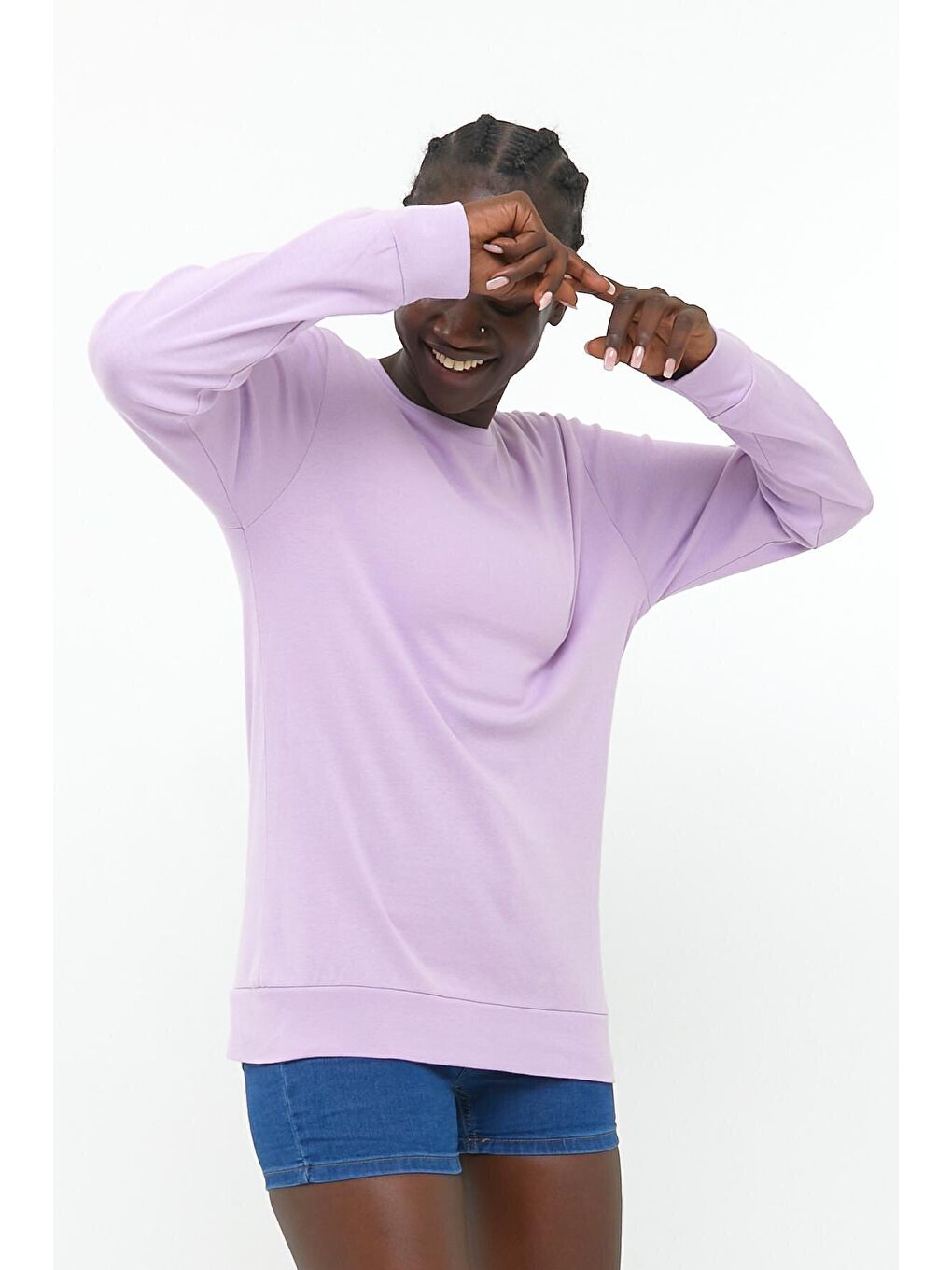 Lila Kadın Bisiklet Yaka Regular Fit Sweatshirt spr21k17-2