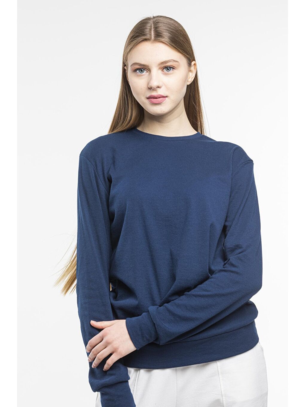 Lacivert Kadın Bisiklet Yaka Regular Fit Sweatshirt spr21k17-2