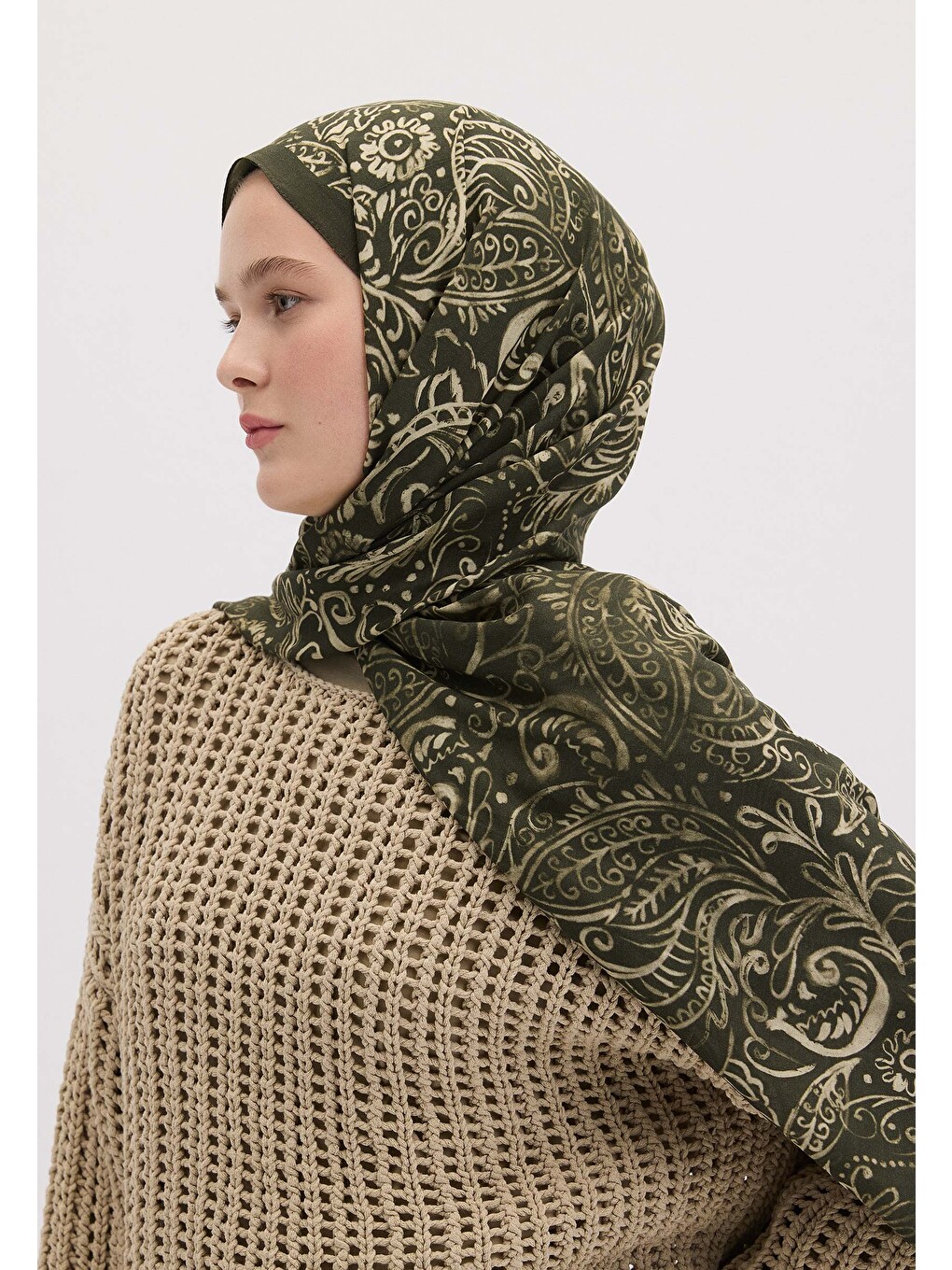 Freesıa Desen Şal Haki-1