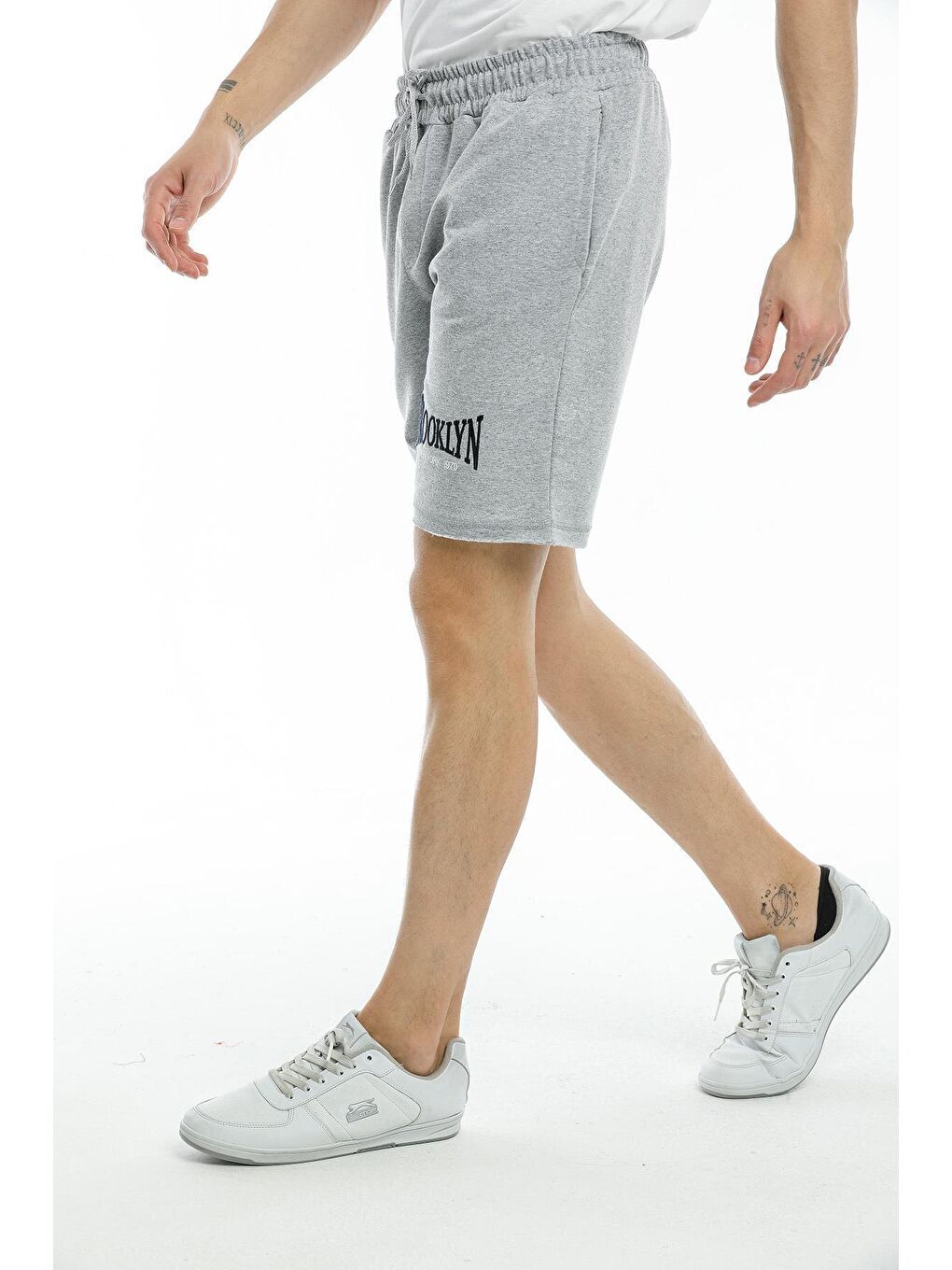 Gri Nakışlı Erkek Şort SPR21Y58-1