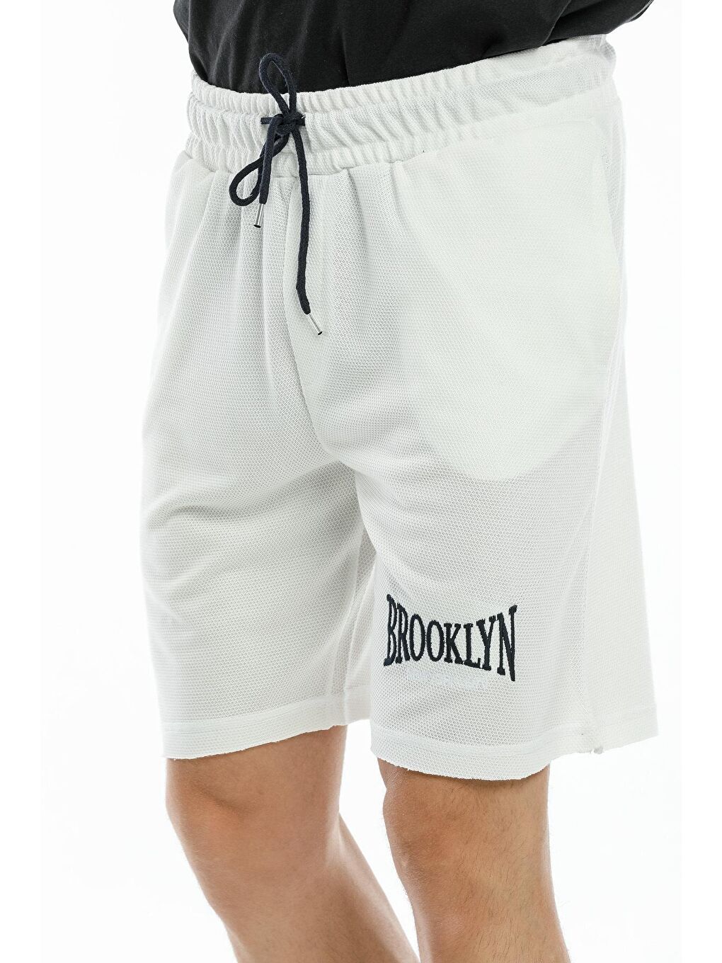 Ekru Nakışlı Erkek Şort SPR21Y58-2