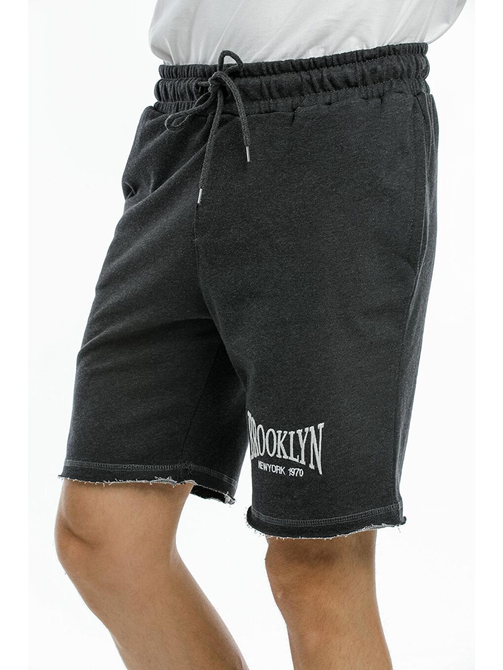 Antrasit Nakışlı Erkek Şort SPR21Y58-1