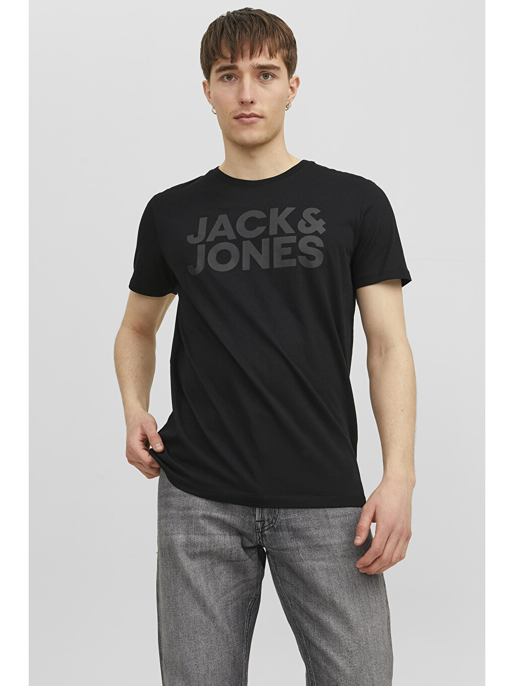 Siyah Jjecorp Pamuklu Slim Fit Bisiklet Yaka Erkek T Shirt 12151955-1