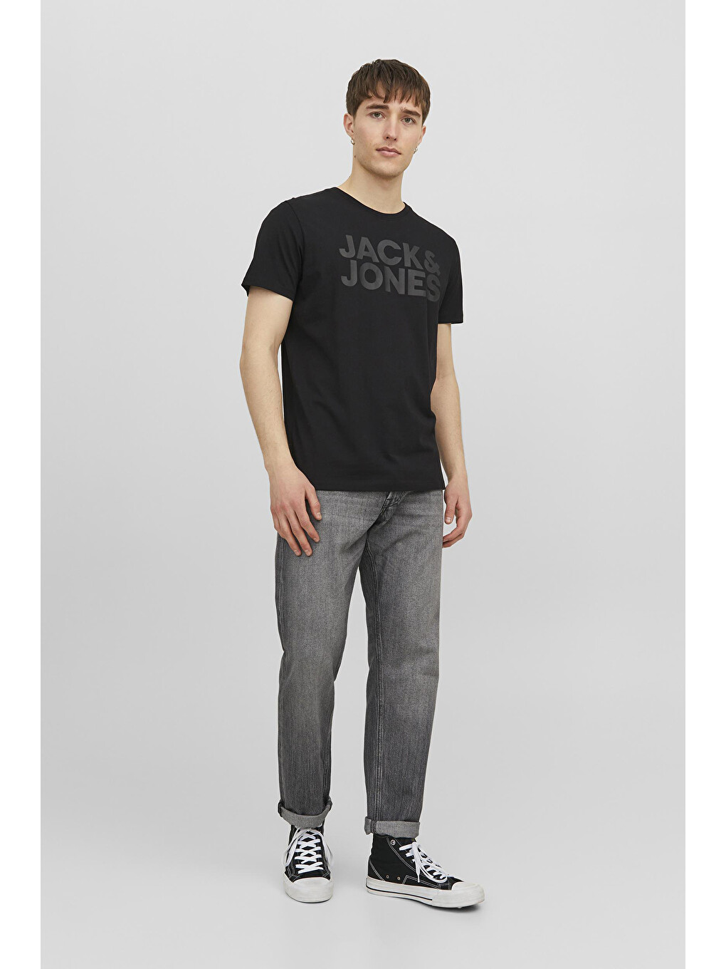 Siyah Jjecorp Pamuklu Slim Fit Bisiklet Yaka Erkek T Shirt 12151955-3