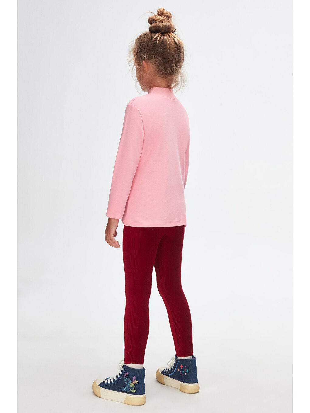 Pembe Kız Çocuk Yarım Balıkçı Uzun Kol Tişört-3