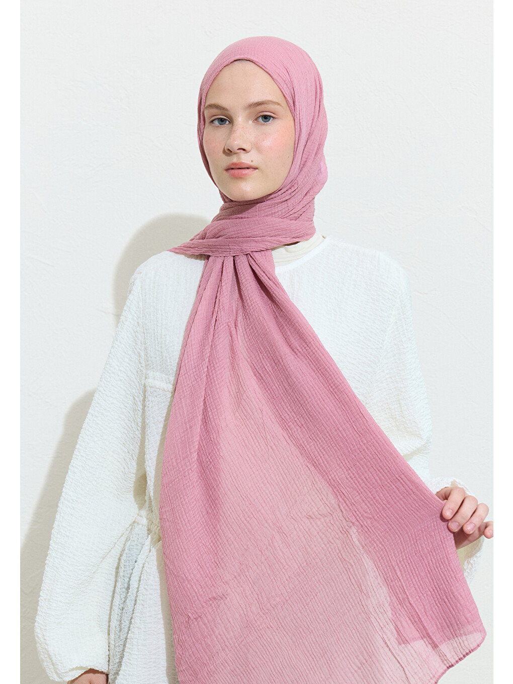 Modal Krinkıl Şal Gül Pembe