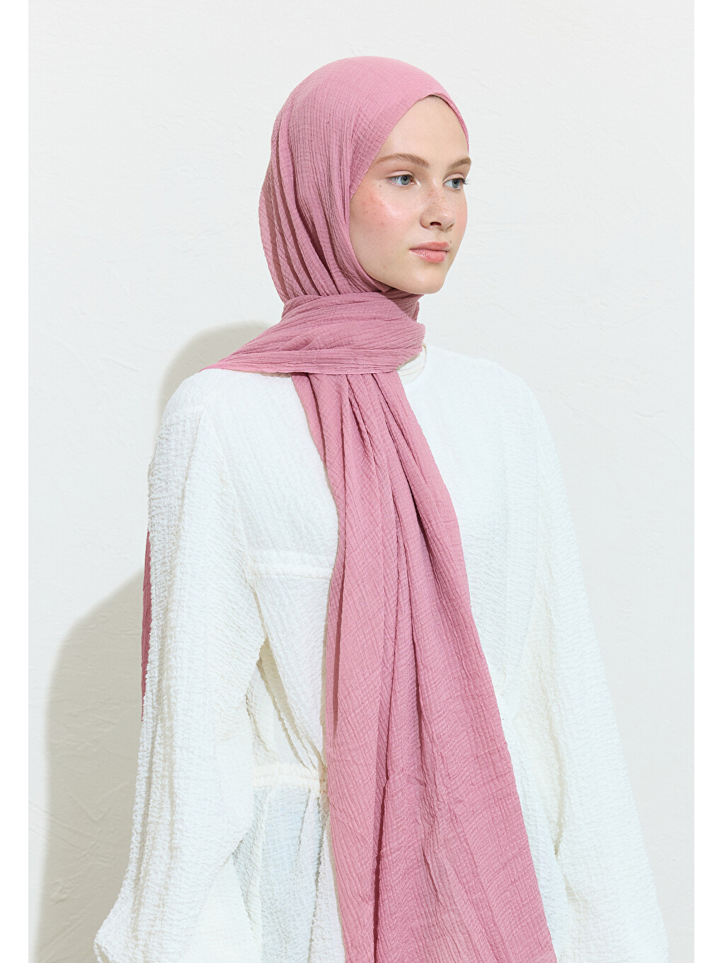 Modal Krinkıl Şal Gül Pembe-1