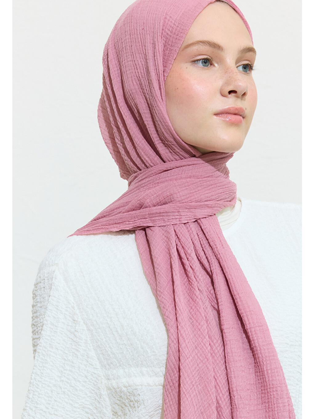 Modal Krinkıl Şal Gül Pembe-3