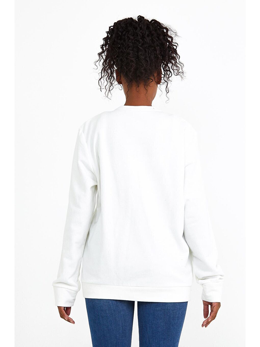 Ekru Kadın Bisiklet Yaka Regular Fit Tokya Baskılı İnce Sweatshirt SPR22SWK134-3