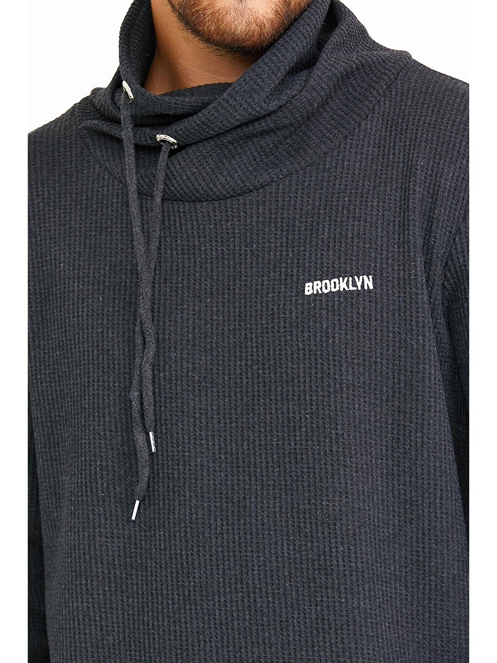Antrasit Erkek Şal Yaka Regular Fit Brooklyn Baskılı İnce Sweatshirt Spr22sw143-3