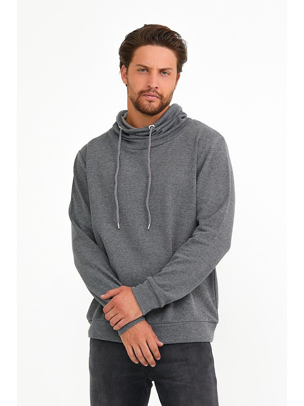 Gri Erkek Regular Fit Brooklyn İnce Sweatshirt SPR22SW142-2