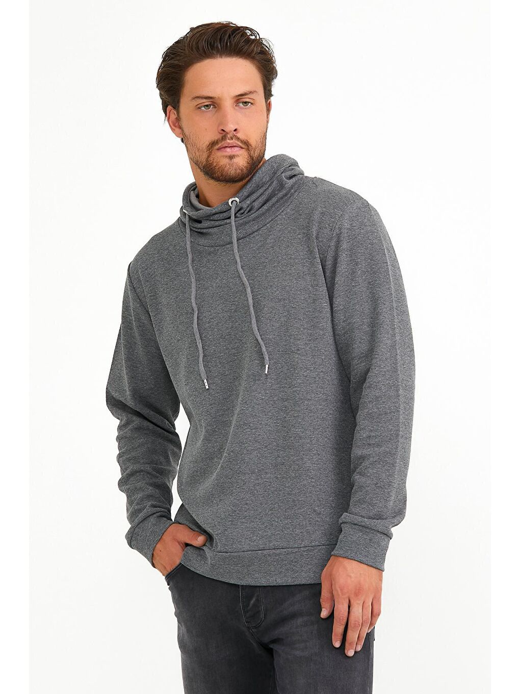 Gri Erkek Regular Fit Brooklyn İnce Sweatshirt SPR22SW142-3
